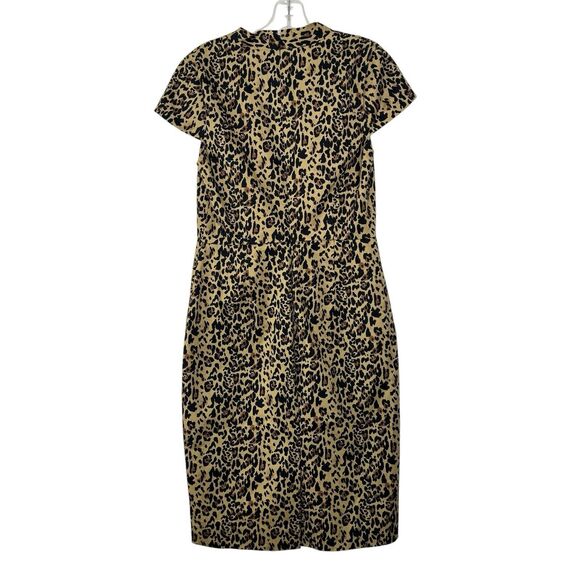 J. Crew Dress Womens SZ 6 V Neck Leopard Print Sheath Short Sleeve Stretch AK630 - Picture 5 of 11